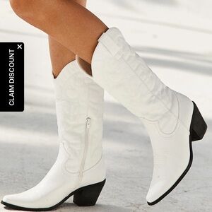 Princess Polly White Women's Cowboy Boots